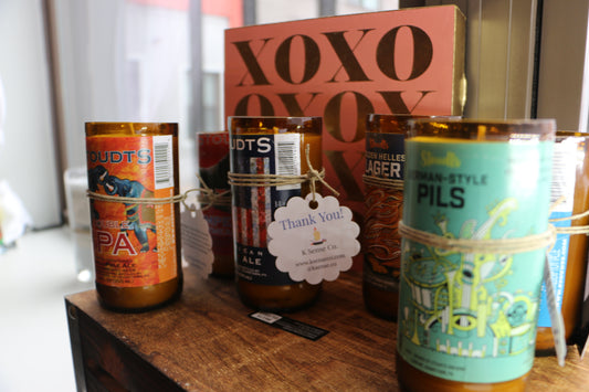 9 oz Candles made from Repurposed Beer Bottles