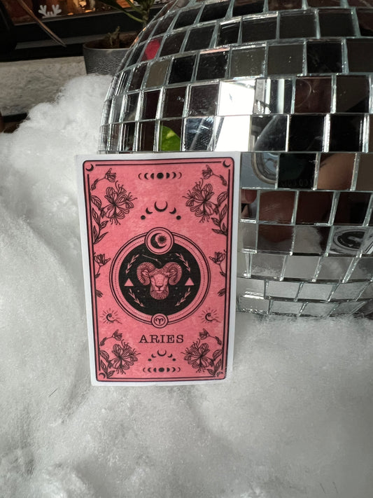 Aries Tarot Card Zodiac Sticker