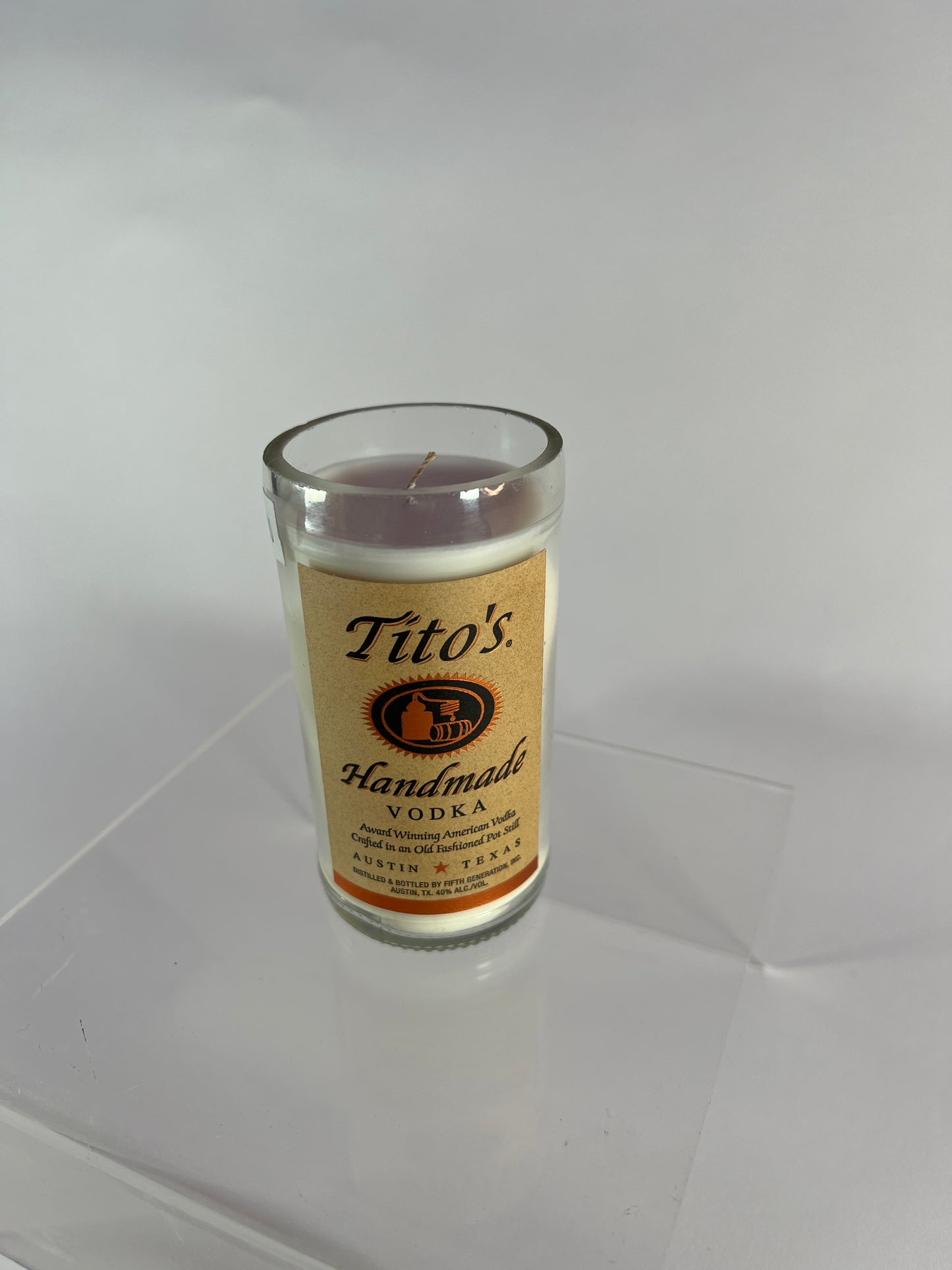 6 oz Candle in Tropical Kay in a Repurposed Tito’s Mini